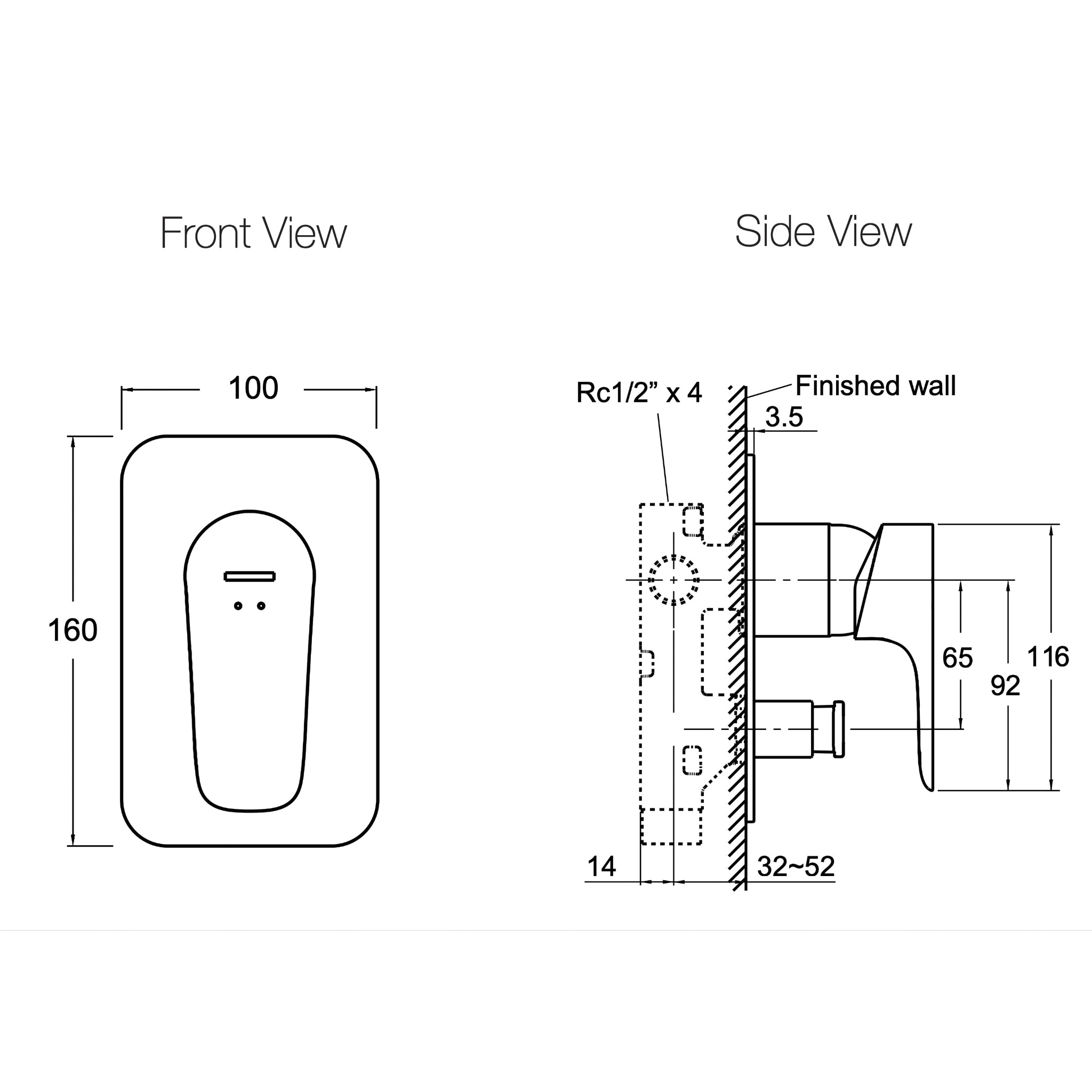 KOHLER ALEO-S SHOWER AND BATH DIVERTER MIXER 100MM BRUSHED NICKEL