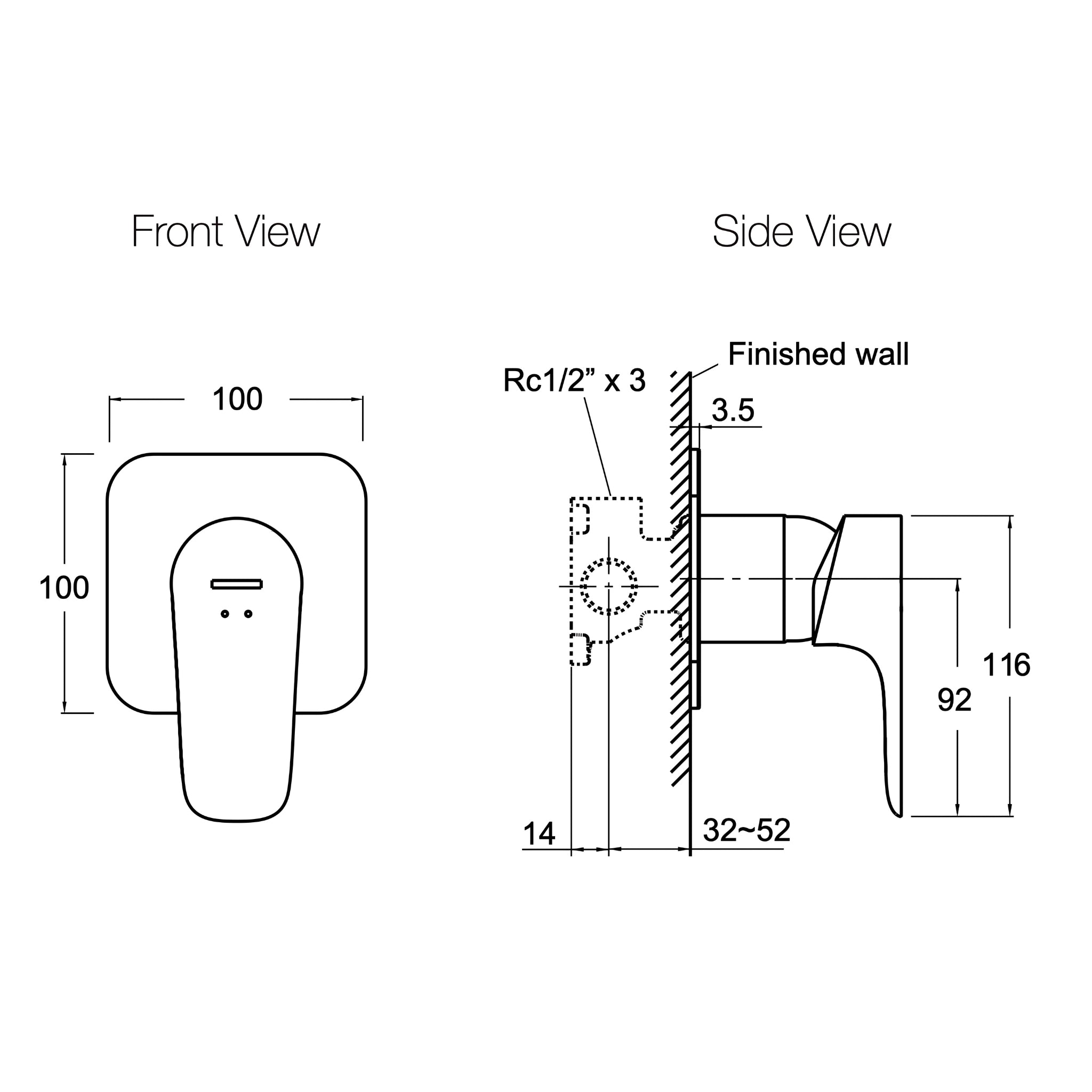 KOHLER ALEO-S SHOWER / BATH MIXER 100MM BRUSHED NICKEL