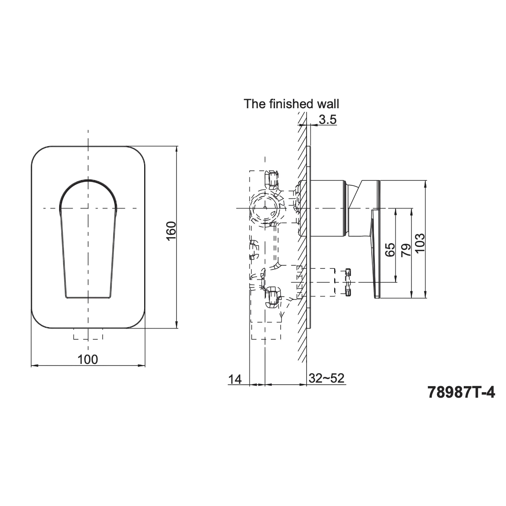 KOHLER TAUT SHOWER AND BATH DIVERTER MIXER 100MM MATTE BLACK
