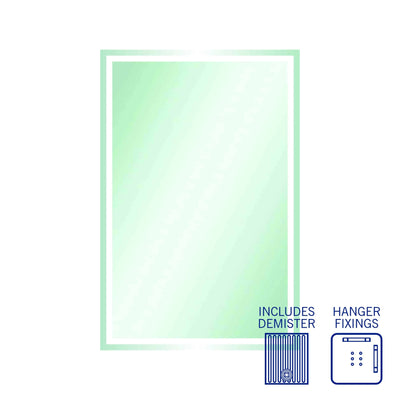 THERMOGROUP ABLAZE RECTANGLE MIRROR SANDBLASTED BORDER WITH DEMISTER 800X1200MM