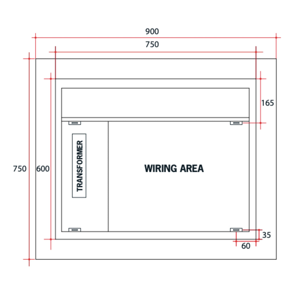 THERMOGROUP ABLAZE PREMIUM S RANGE BACK-LIT MIRROR 900X750MM