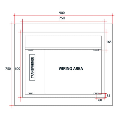 THERMOGROUP ABLAZE PREMIUM S RANGE BACK-LIT MIRROR 900X750MM