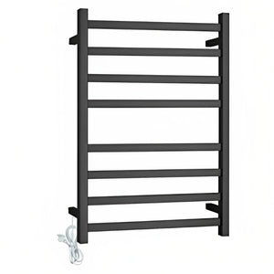 INSPIRE HEATED TOWEL RAIL 8 BAR SQUARE MATTE BLACK 912MM