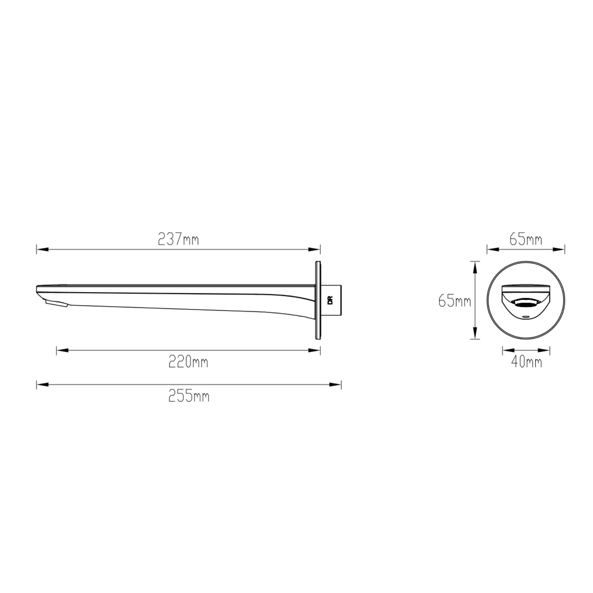 GARETH ASHTON VELA BASIN / BATH SPOUT GUN METAL (AVAILABLE IN 165MM AND 220MM)