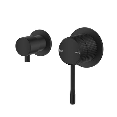 BELLA VISTA MICA FLUTED SHOWER MIXER DIVERTER SIDEWAYS 151MM BLACK