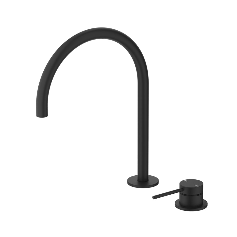 BELLA VISTA MICA LEAD FREE GOOSENECK HOB SINK/BASIN MIXER SET 311MM BLACK