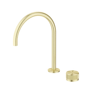 BELLA VISTA MICA FLUTED GOOSENECK HOB SINK/BASIN MIXER SET 311MM FRENCH GOLD