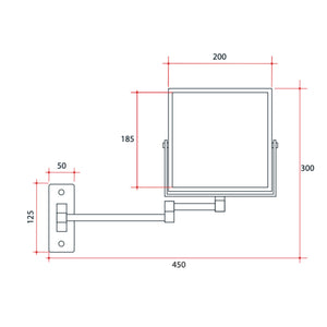 THERMOGROUP ABLAZE SQUARE 1&5X MAGNIFICATION MIRROR MATTE BLACK 185MM
