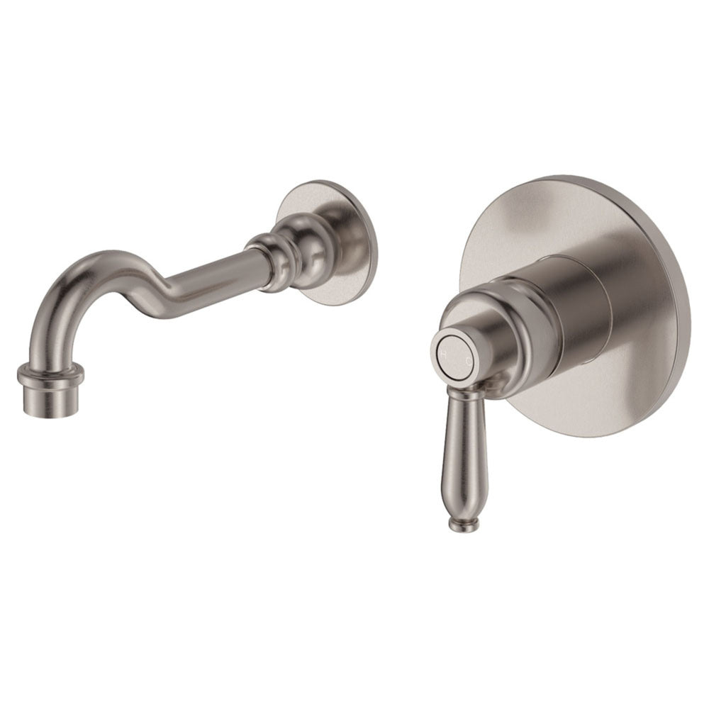FIENZA ELEANOR WALL BASIN/BATH MIXER SET 215MM BRUSHED NICKEL