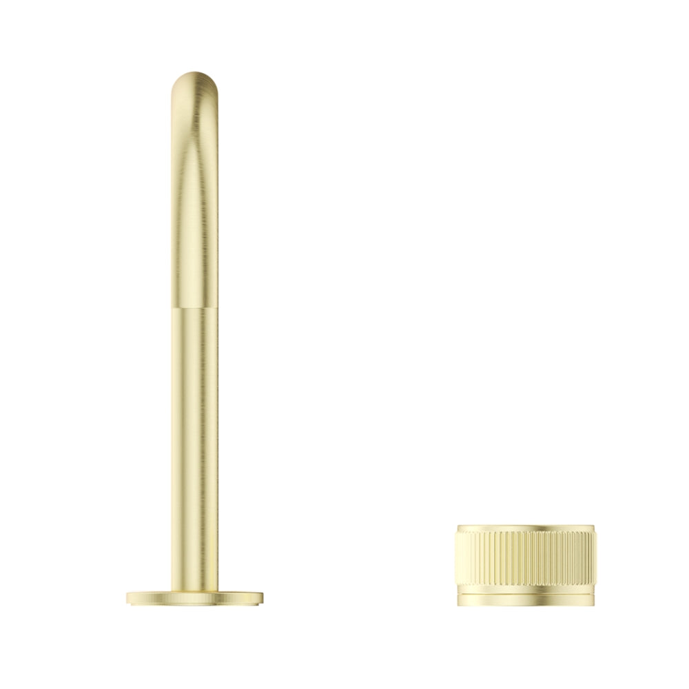 BELLA VISTA MICA LEAD FREE FLUTED GOOSENECK HOB BASIN MIXER SET 225MM FRENCH GOLD