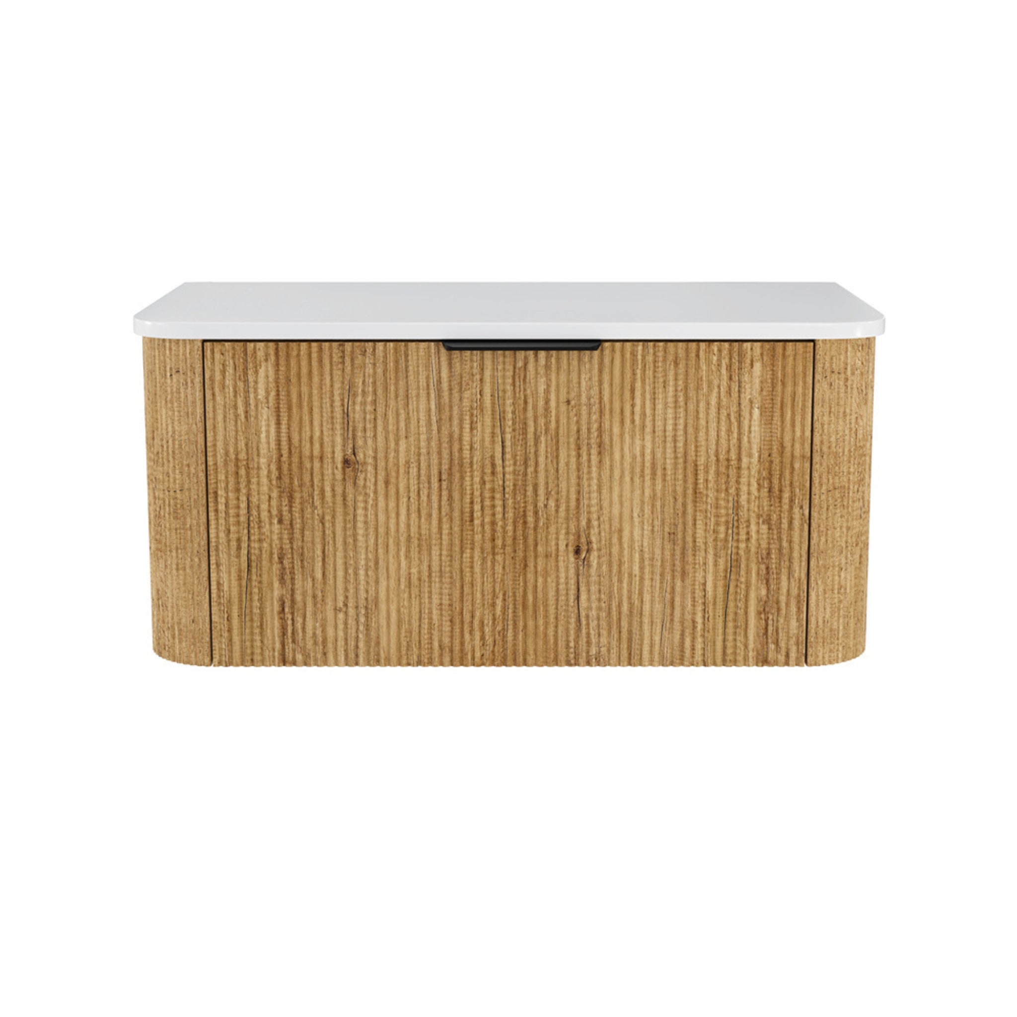 FIENZA MINKA SCANDI OAK FLUTED 900MM CURVE SINGLE BOWL WALL HUNG VANITY