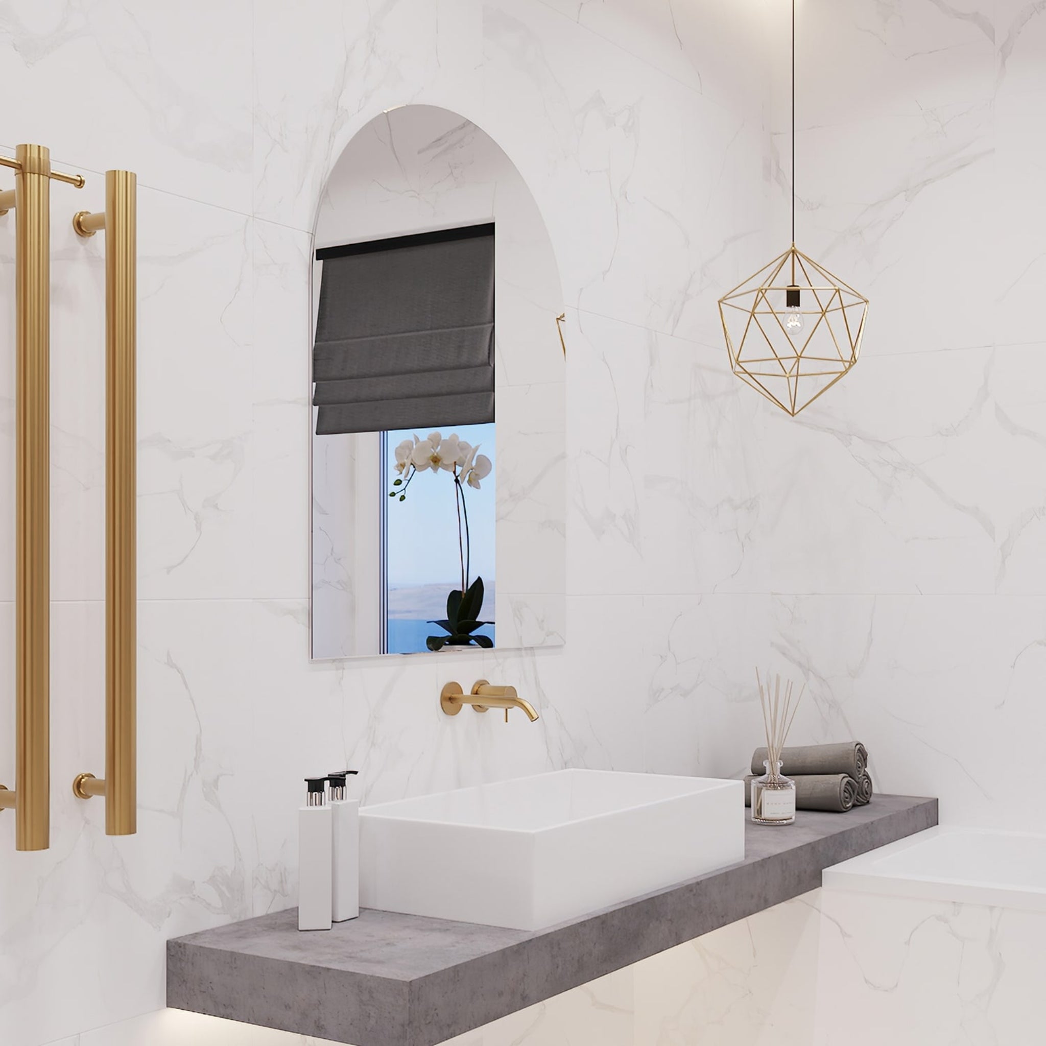 THERMOGROUP ABLAZE ARCH SHAPE MIRROR GLUE-TO-WALL 500X800MM