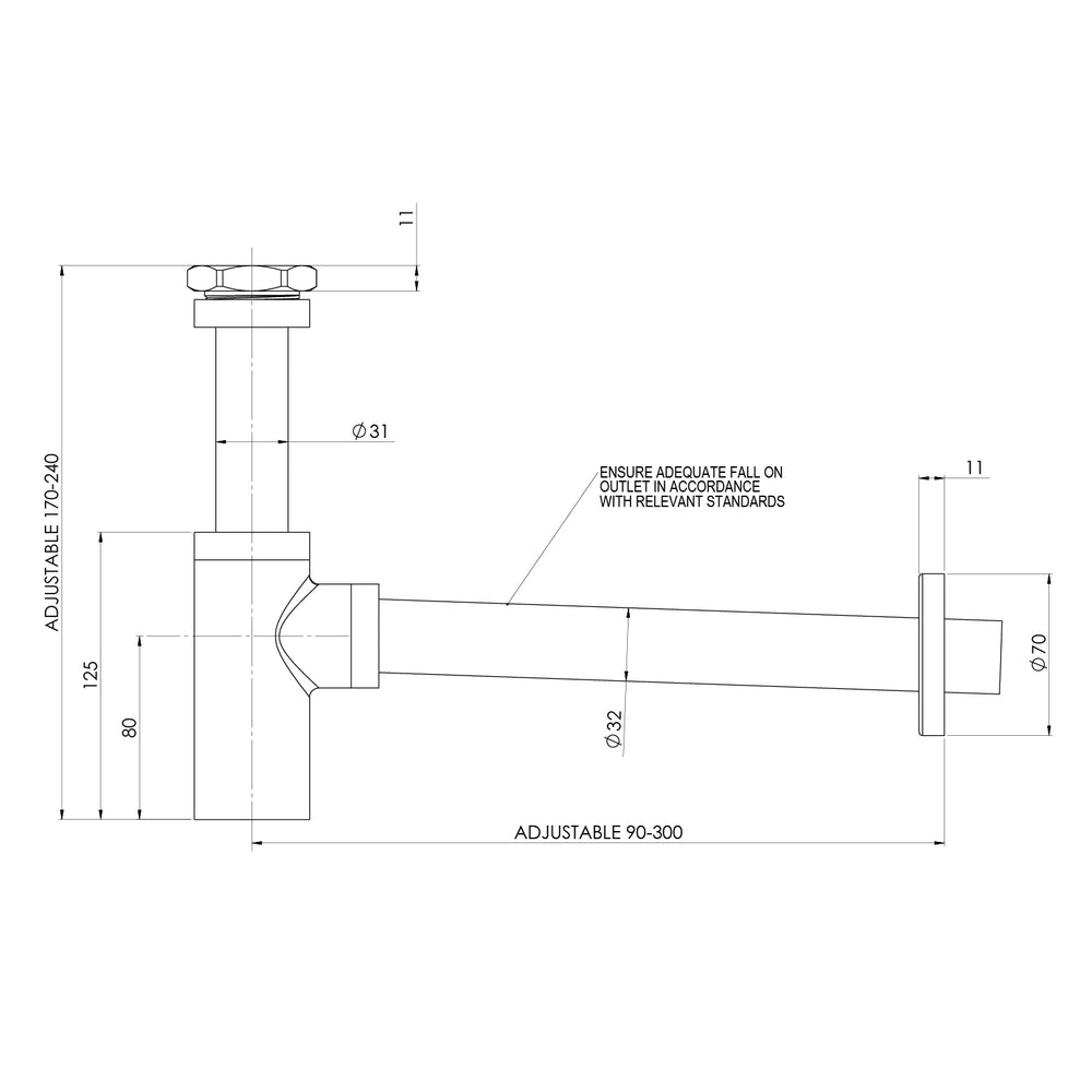 PHOENIX BOTTLE TRAP 40MM BRUSHED BRONZE