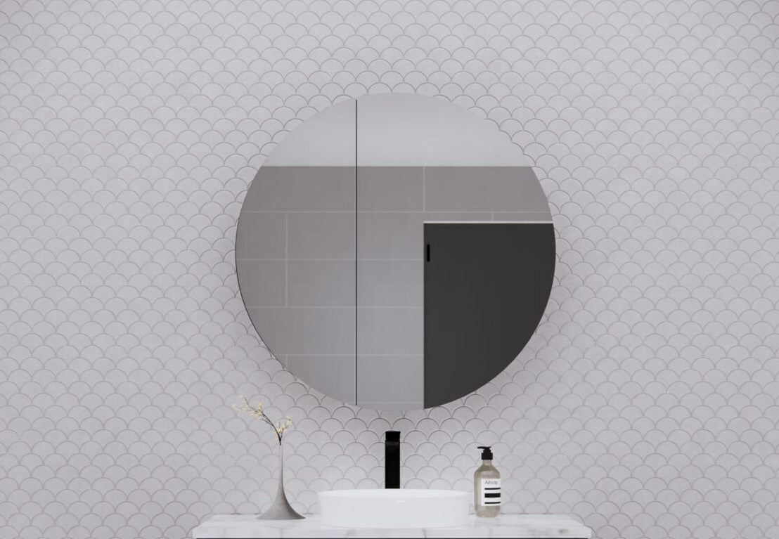 RIVA LONDON MATTE BLACK SHAVING CABINET 800X800MM