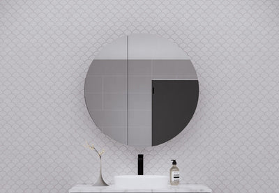 RIVA LONDON MATTE BLACK SHAVING CABINET 800X800MM