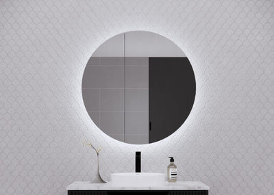 RIVA PARIS MATTE BLACK LED SHAVING CABINET 800X800MM
