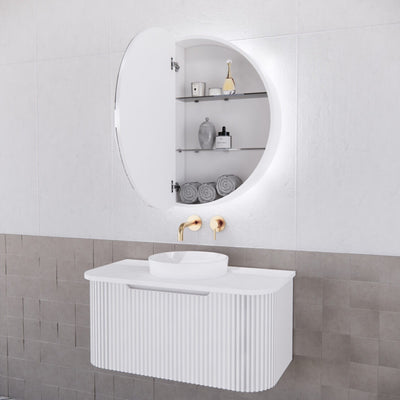 RIVA PARIS MATTE WHITE LED SHAVING CABINET 800X800MM