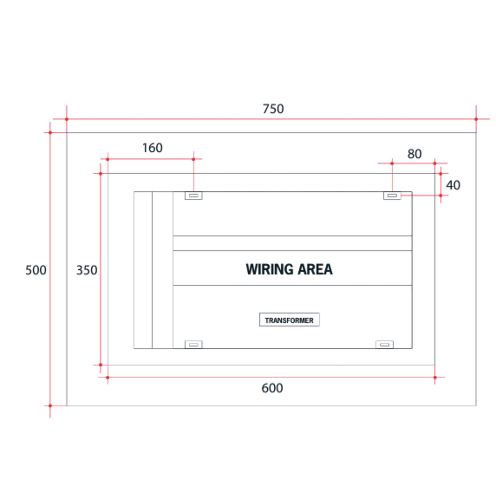 THERMOGROUP ABLAZE PREMIUM S RANGE BACK-LIT MIRROR 750X500MM