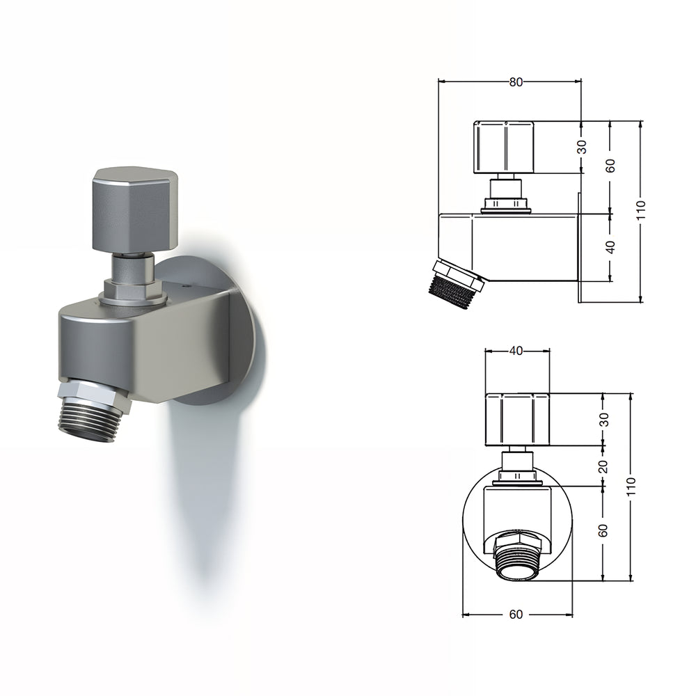 RAINWARE MARENGO OUTDOOR FOOTWASH TAP STAINLESS STEEL