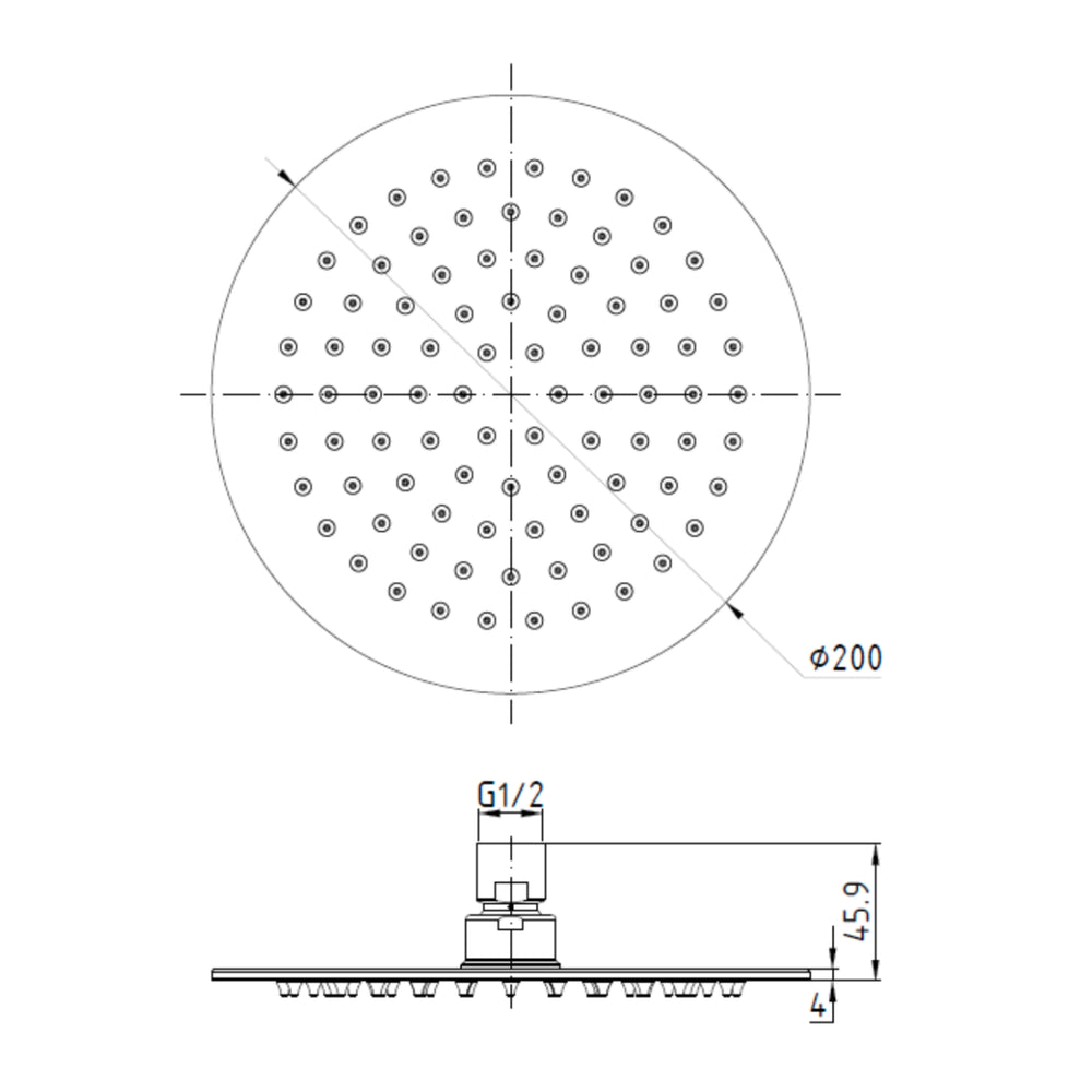 IKON CORA SHOWER HEAD 200MM STAINLESS STEEL
