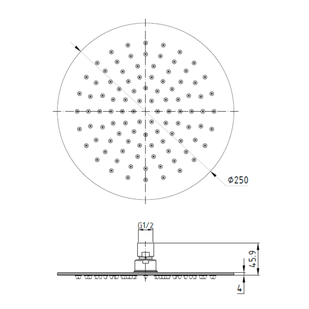IKON CORA SHOWER HEAD 250MM STAINLESS STEEL