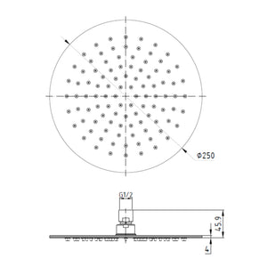IKON CORA SHOWER HEAD 250MM STAINLESS STEEL