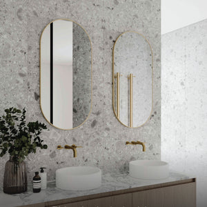 THERMOGROUP ABLAZE PILL WHITE FRAMED MIRROR WITH DEMISTER 500X1000MM