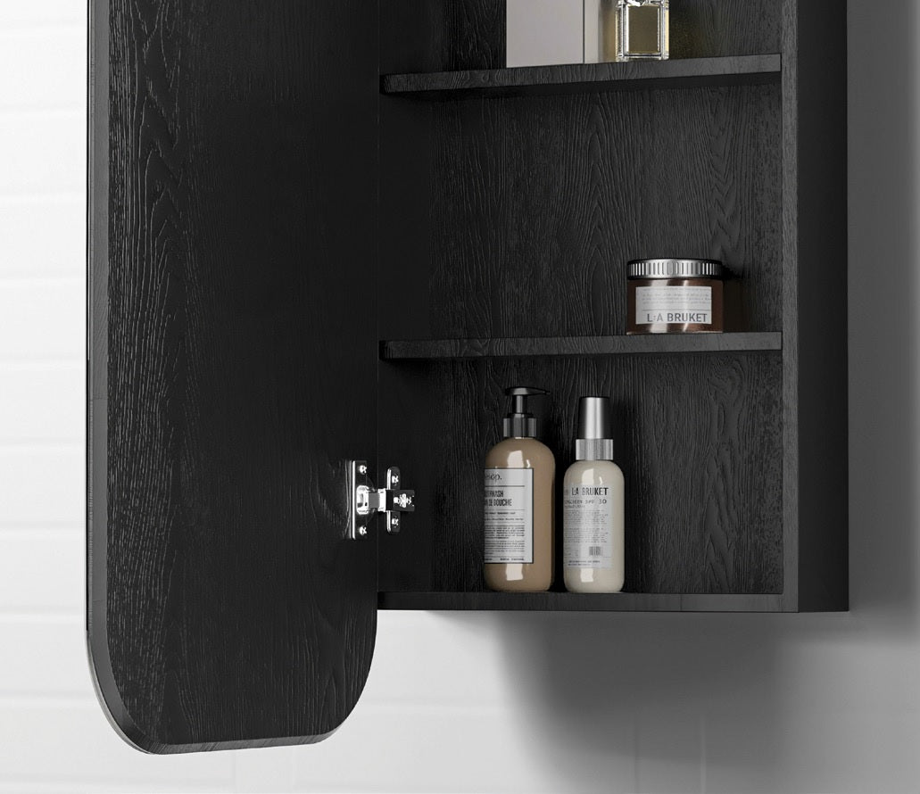 OTTI NEWPORT BLACK OAK 900MM SHAVING CABINET