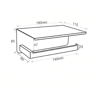 INSPIRE PAPER HOLDER WITH PHONE SHELF MATTE BLACK 190MM