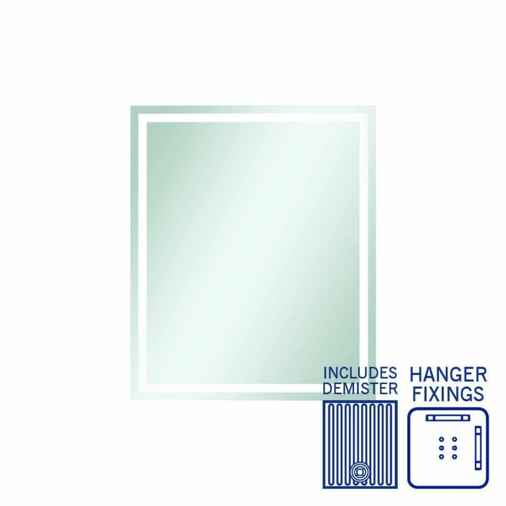 THERMOGROUP ABLAZE RECTANGLE MIRROR SANDBLASTED BORDER AND DEMISTER 750X900MM