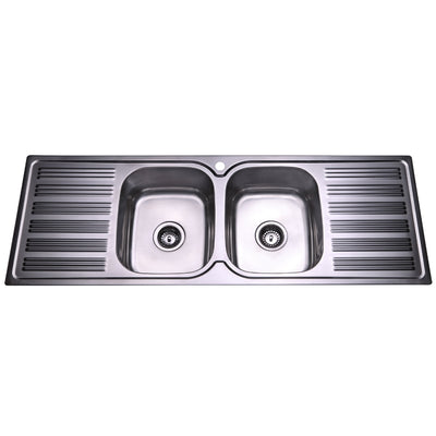 IKON EDEN DOUBLE BOWL DOUBLE DRAINER SINK STAINLESS STEEL 1380MM