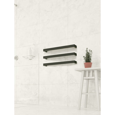 THERMOGROUP SQUARE SINGLE BAR HEATED TOWEL RAIL 632MM MATTE BLACK