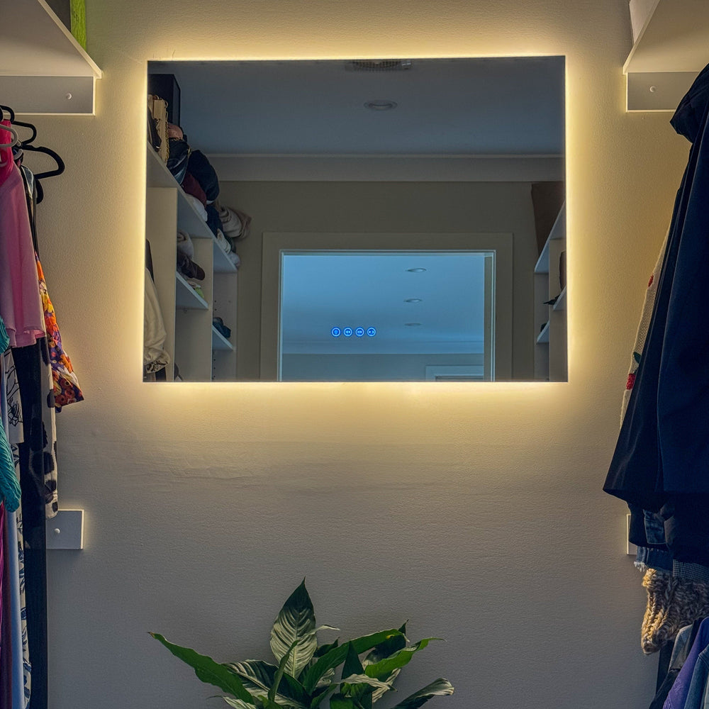 LUNARGLOW AURA RECTANGULAR 3 COLOUR LIGHTS FRAMELESS LED MIRROR 900X700MM