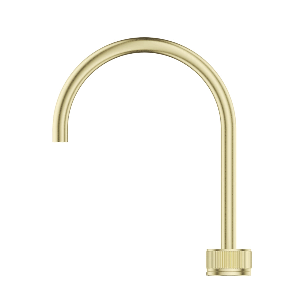 BELLA VISTA MICA FLUTED LEAD FREE GOOSENECK HOB SINK/BASIN MIXER SET 311MM FRENCH GOLD