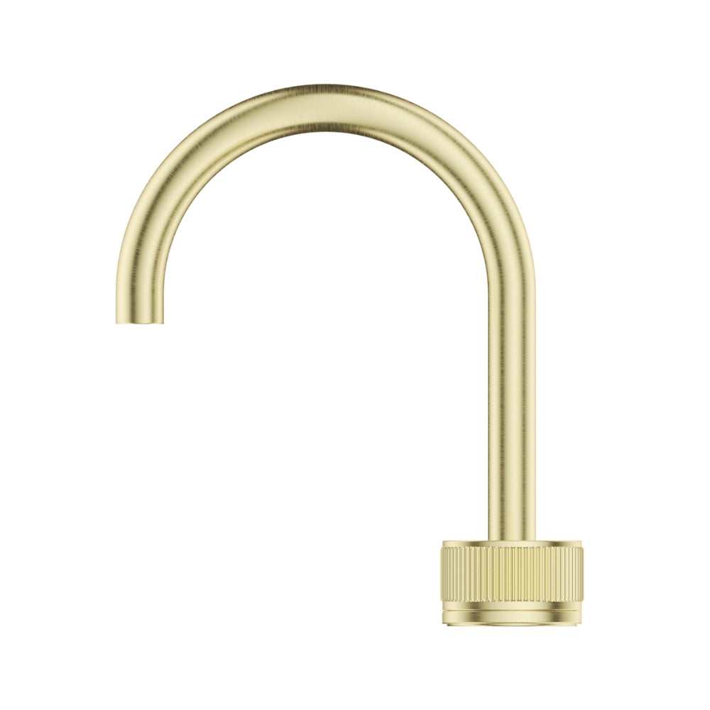 BELLA VISTA MICA LEAD FREE FLUTED GOOSENECK HOB BASIN MIXER SET 225MM FRENCH GOLD