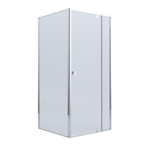 BELLA VISTA OLIVIA SEMI FRAMED PIVOT DOOR FRONT AND RETURN PANEL SHOWER SCREEN CHROME