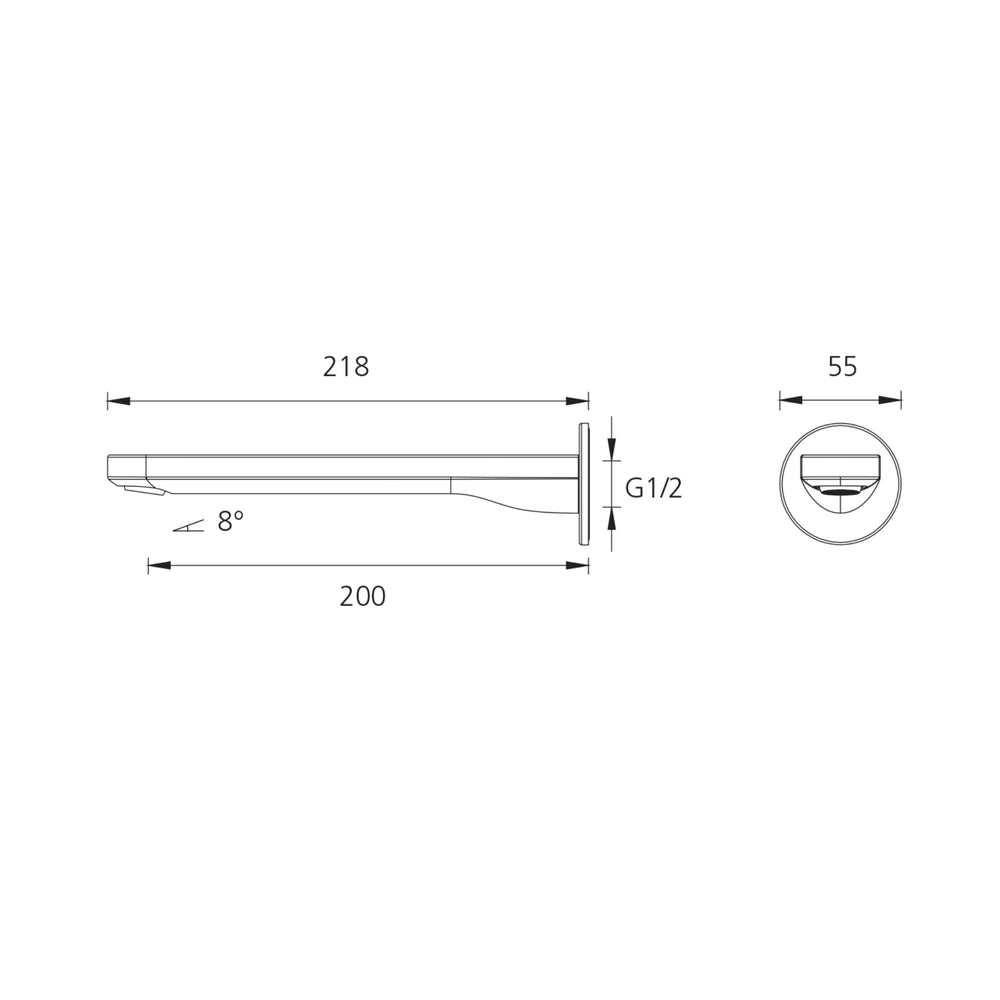OLIVERI LONDON WALL SPOUT 218MM CHROME
