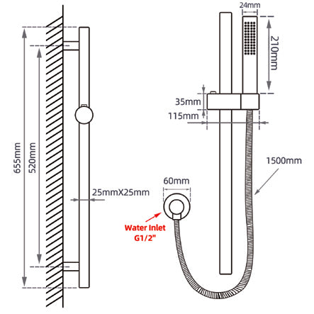 AQUAPERLA SHOWER ON RAIL WITH HAND HELD SHOWER CHROME