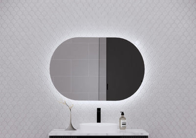 RIVA PARIS MATTE BLACK LED SHAVING CABINET 870X600MM