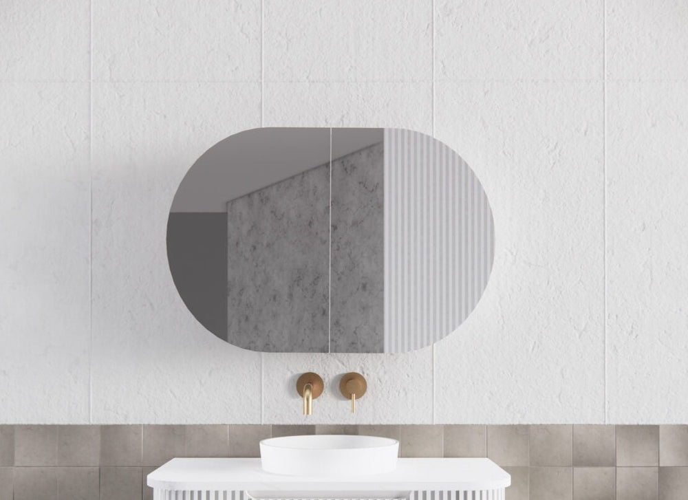 RIVA LONDON MATTE WHITE SHAVING CABINET 870X600MM