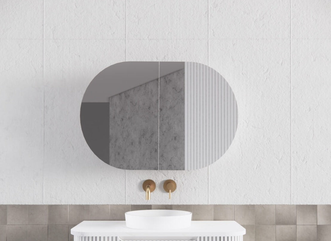 RIVA LONDON MATTE WHITE SHAVING CABINET 870X600MM
