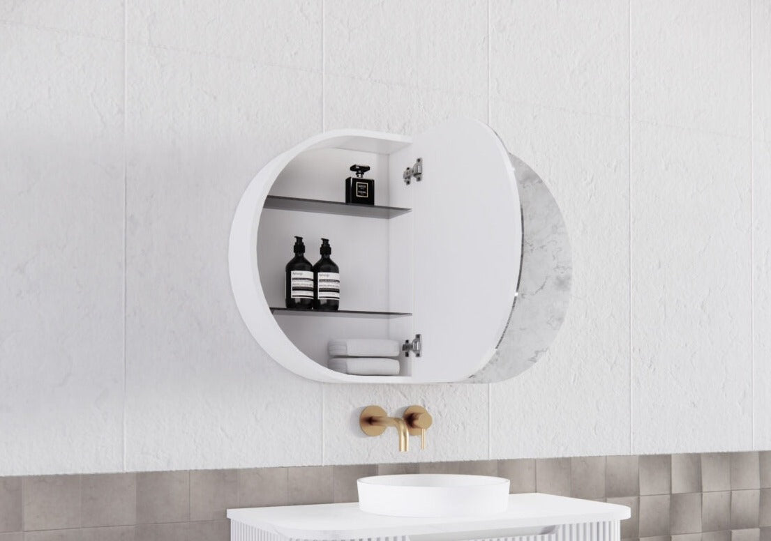 RIVA LONDON MATTE WHITE SHAVING CABINET 870X600MM