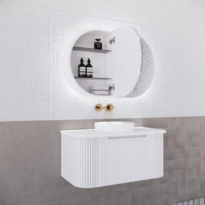 RIVA PARIS MATTE WHITE LED SHAVING CABINET 870X600MM
