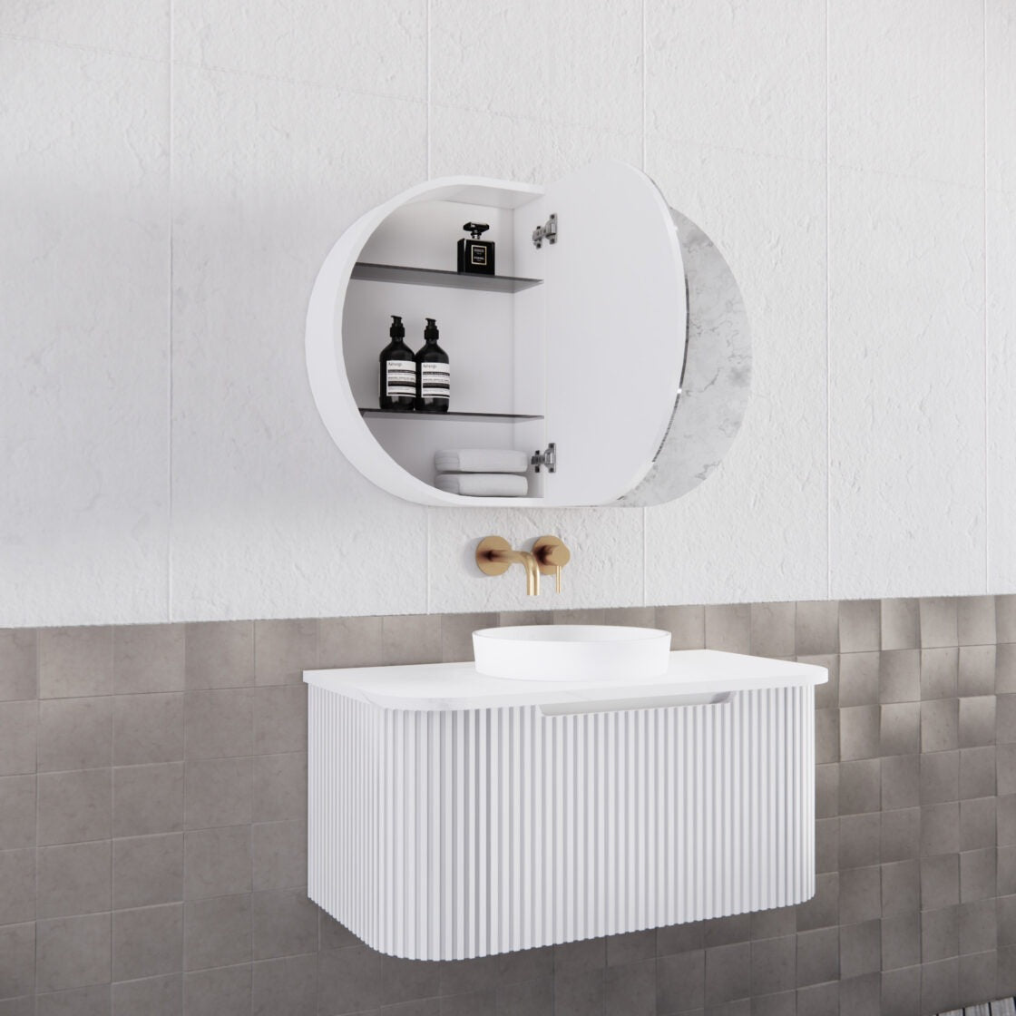 RIVA LONDON MATTE WHITE SHAVING CABINET 870X600MM