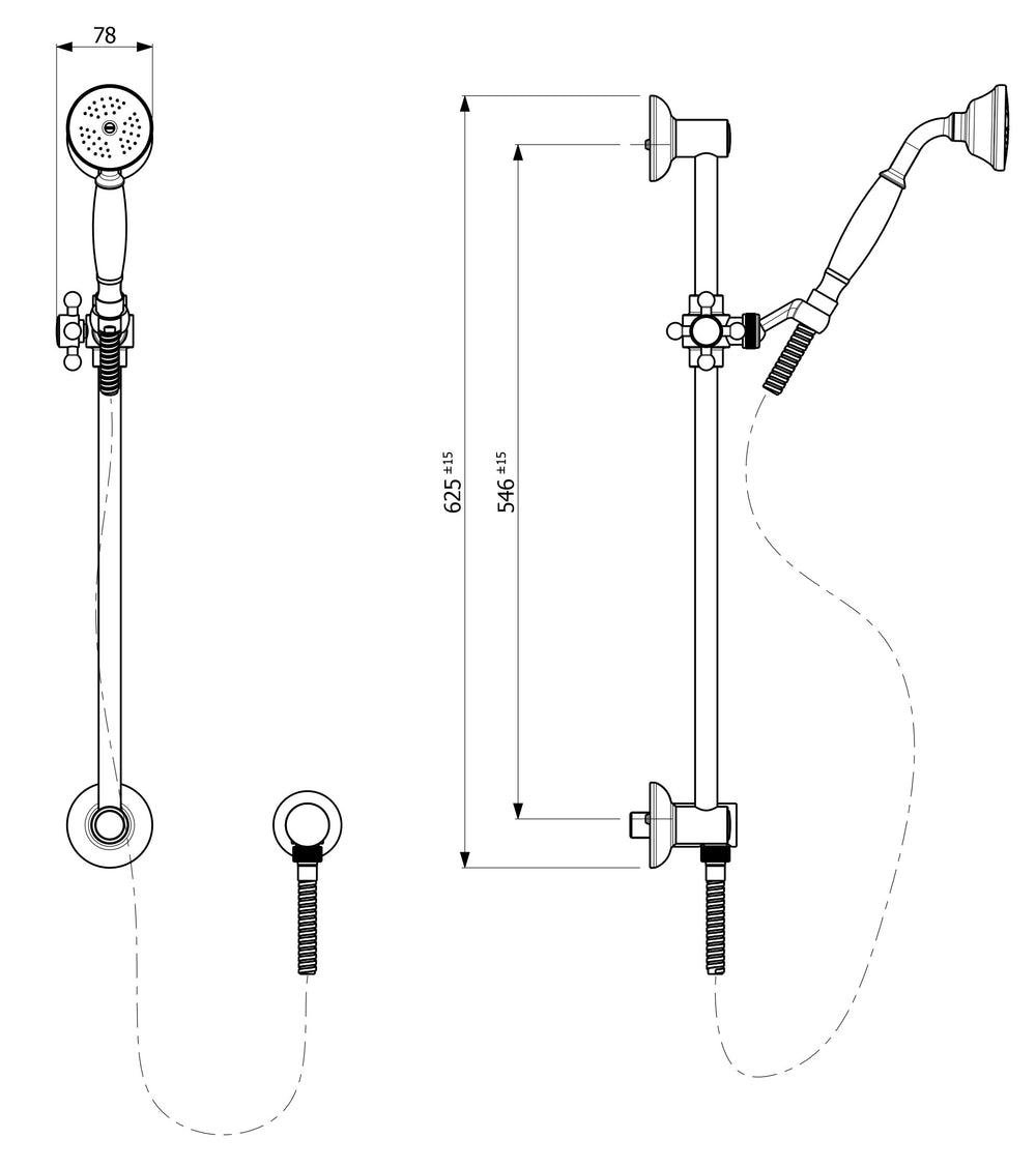 ARMANDO VICARIO PROVINCIAL SHOWER ON RAIL 625MM BRONZE