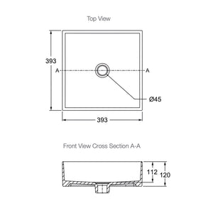 KOHLER MICA SQUARE ABOVE COUNTER BASIN GLOSS WHITE 395MM