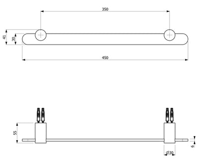 ARMANDO VICARIO PIAZZA NON-HEATED SINGLE TOWEL RAIL CHROME 450MM