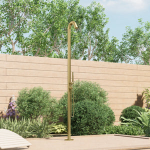 RAINWARE MAROUBRA FREESTANDING OUTDOOR HOT AND COLD SHOWER AND HANDHELD BRUSHED BRASS