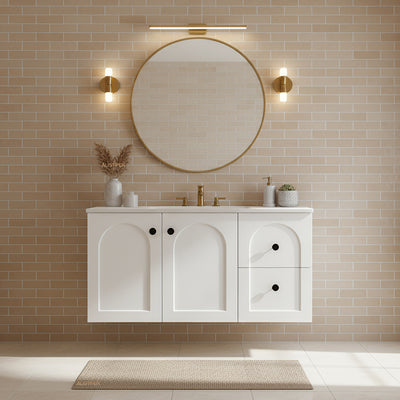 LUKKA CHESTER FEDERATION MATTE WHITE 900MM SINGLE BOWL WALL HUNG VANITY (AVAILABLE IN LEFT HAND DRAWER AND RIGHT HAND DRAWER)
