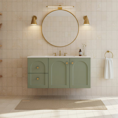 LUKKA CHESTER FEDERATION OLIVE GREEN 900MM SINGLE BOWL WALL HUNG VANITY (AVAILABLE IN LEFT HAND DRAWER AND RIGHT HAND DRAWER)
